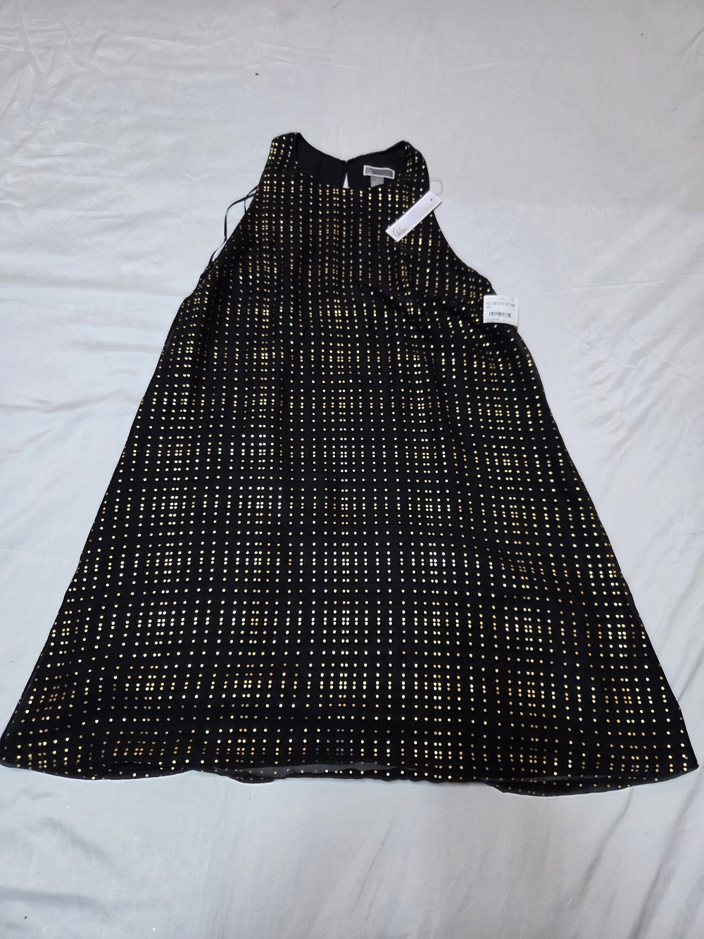 Chelsea28 Black Dress with Gold Metallic Dots